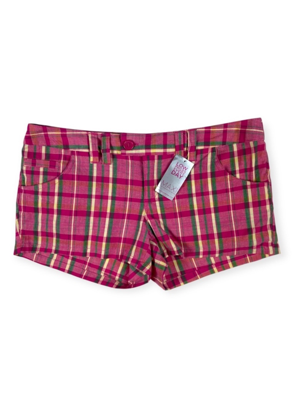 Max Rave Vintage Y2K Pink Plaid Micro Mini Shorts